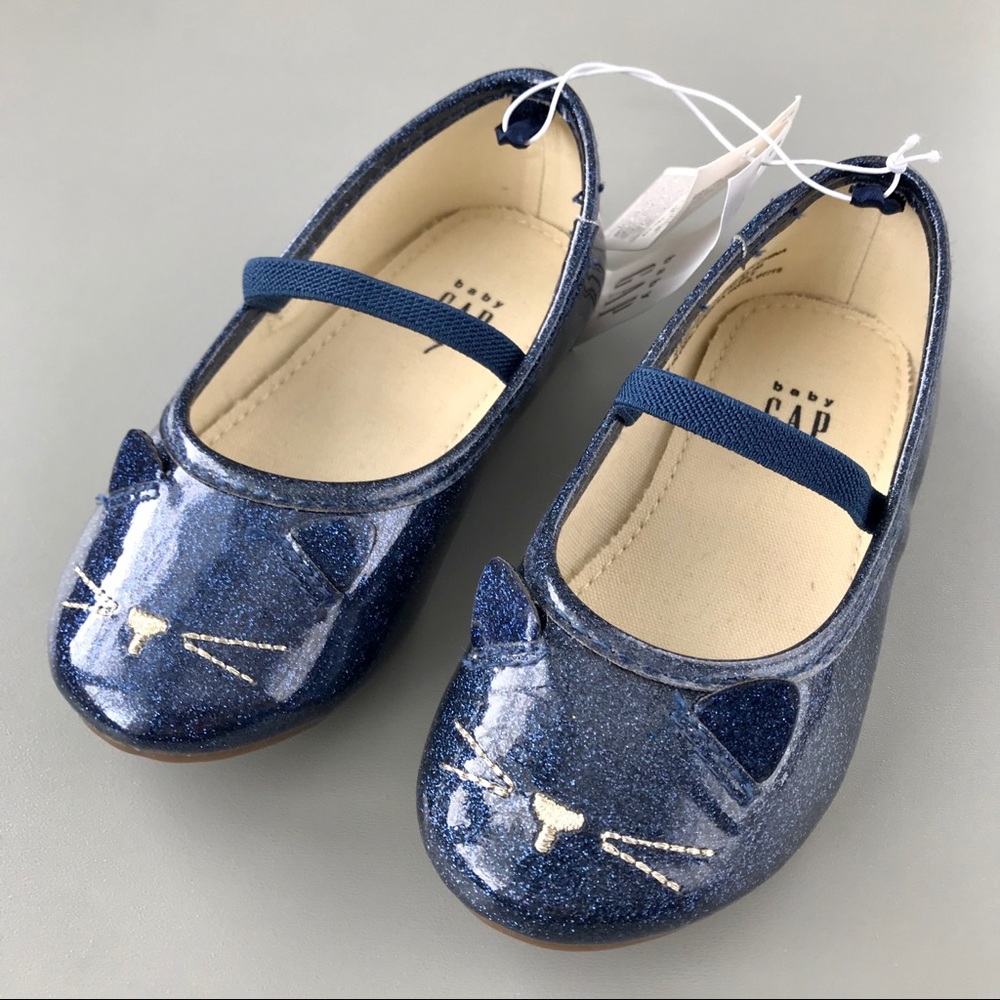 NWT Baby Gap Blue Sparkly Kitty Cat Shoes - Picture 2 of 8